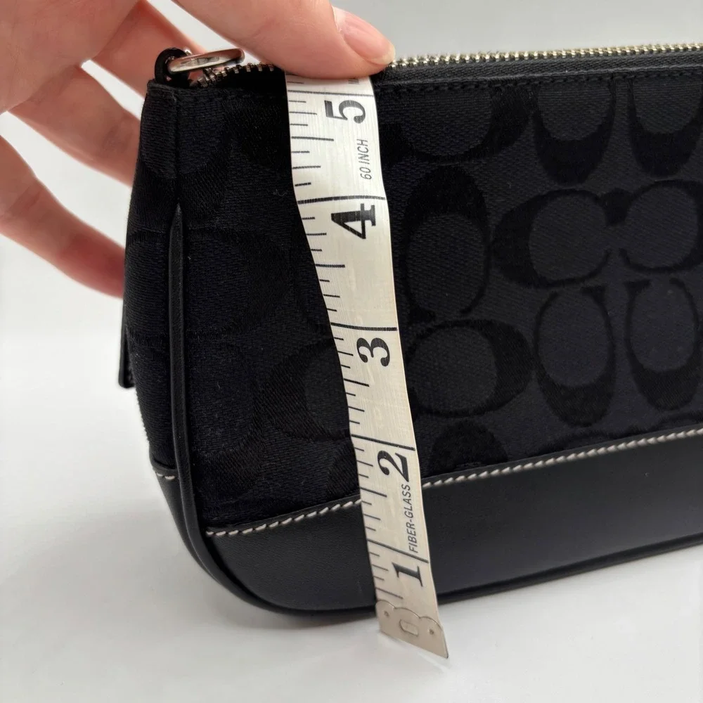 Coach‎ Signature Demi Pouch 6094 Black Monogram Canvas Leather Convertible Y2K